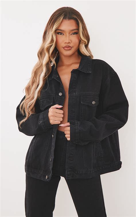 oversized black jean jacket women.